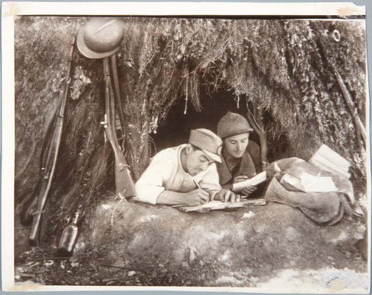general miajas militiamen writing letters by Unknown, 12x8" (A4) Poster