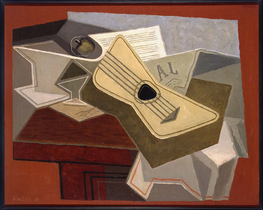 guitar and newspaper by J. Gris, 1925, 12x8" (A4) Poster