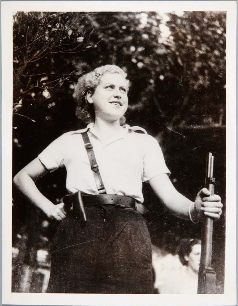 woman with rifle defending barcelona by Unknown, 12x8" (A4) Poster