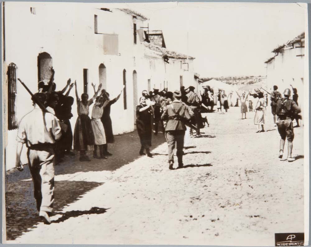 women pleading with rebels by Unknown, 12x8" (A4) Poster