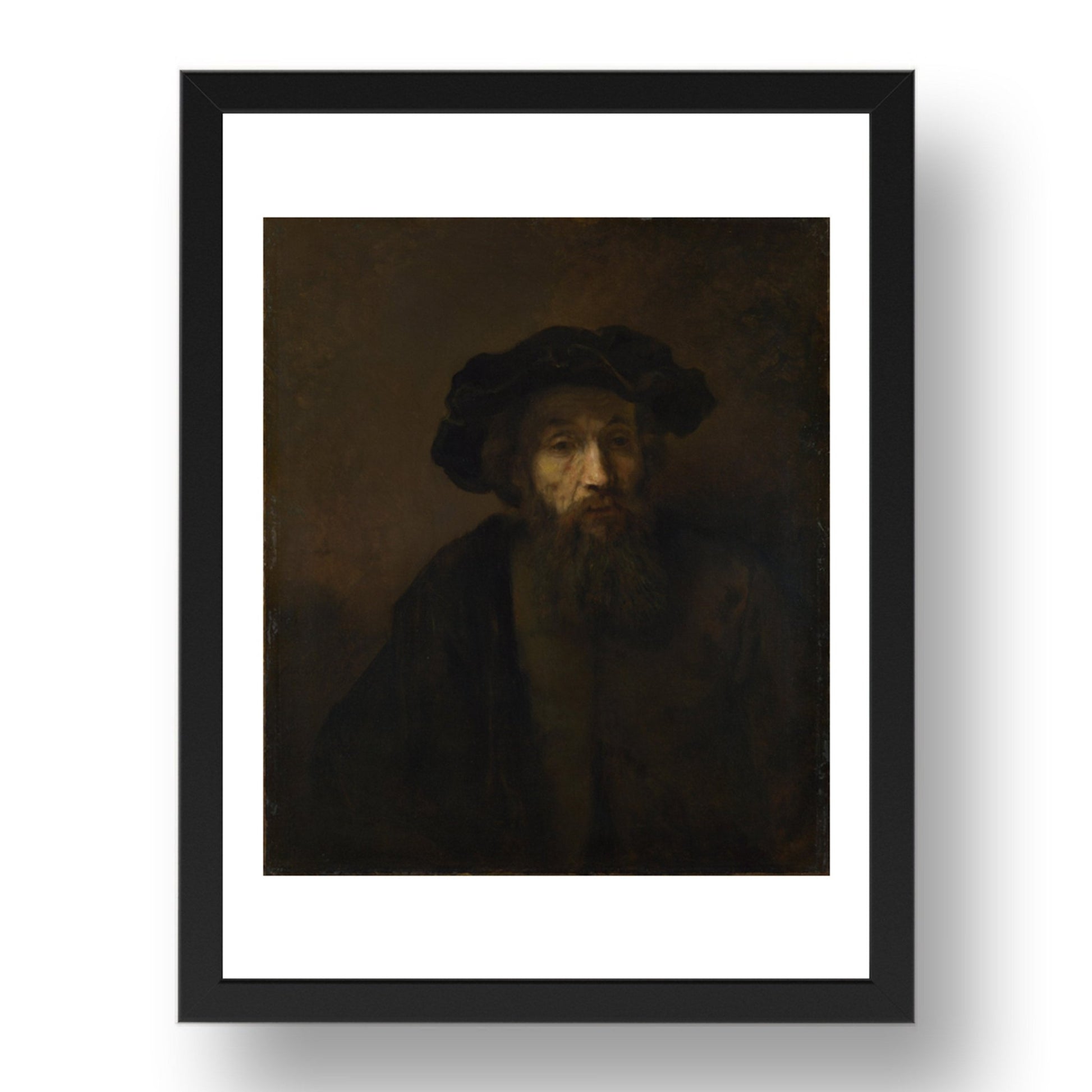 Rembrandt: A Bearded Man in a Cap, Poster in 17x13"(A3) Frame
