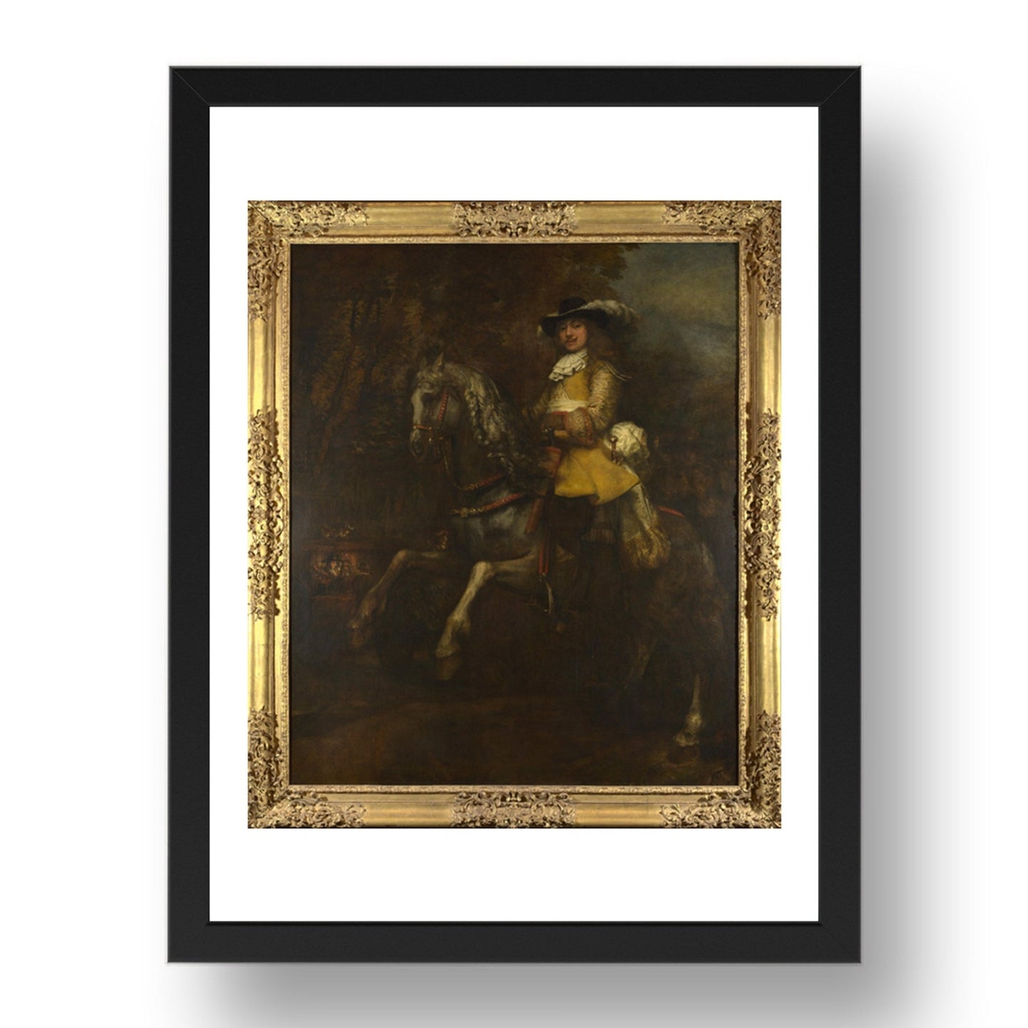 Rembrandt: Portrait of Frederick Rihel on Horseback, Poster in 17x13"(A3) Frame