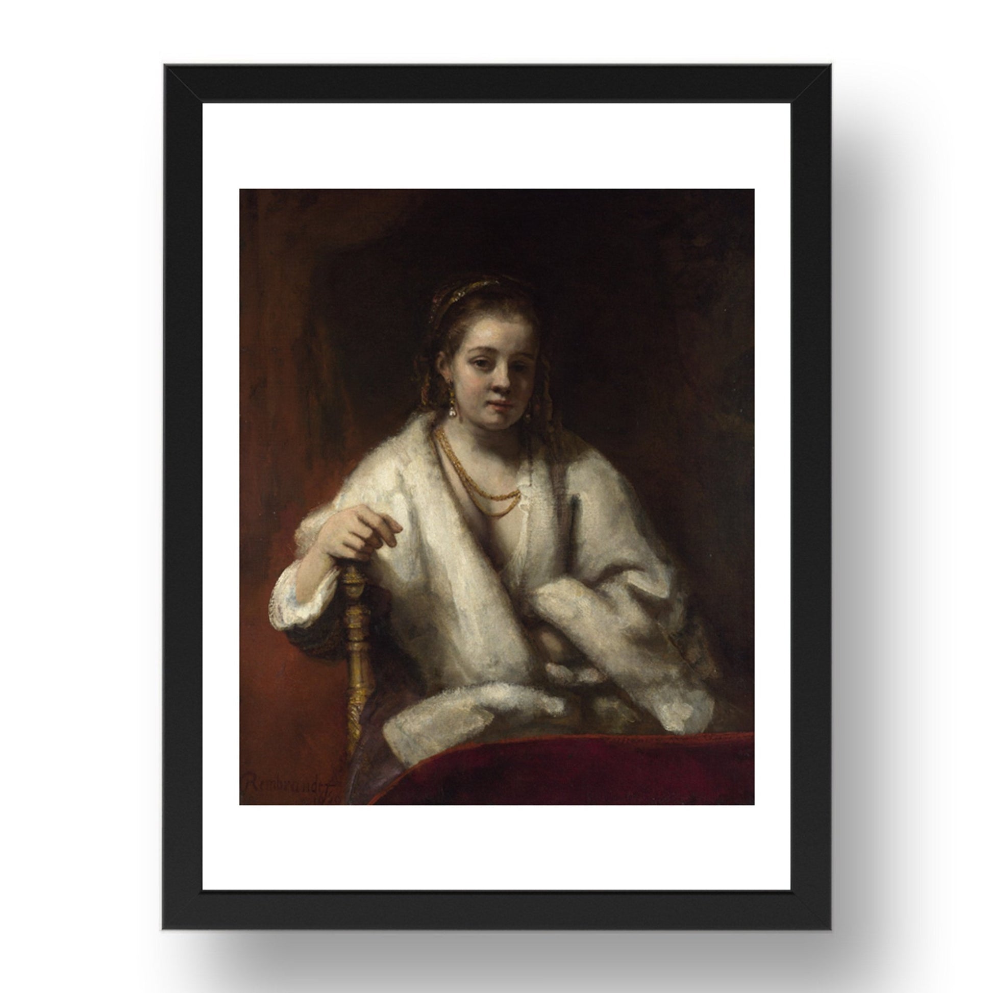 Rembrandt: Portrait of Hendrickje Stoffels, Poster in 17x13"(A3) Frame
