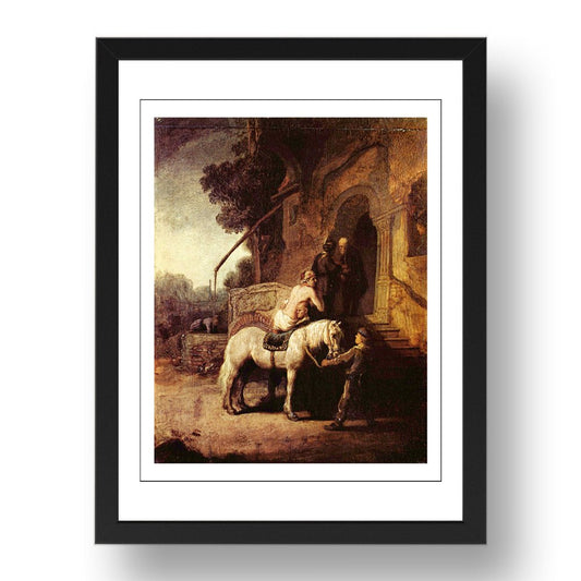 Rembrandt - The Good Samaratan [1630], vintage artwork in A3 (17x13") Black Frame
