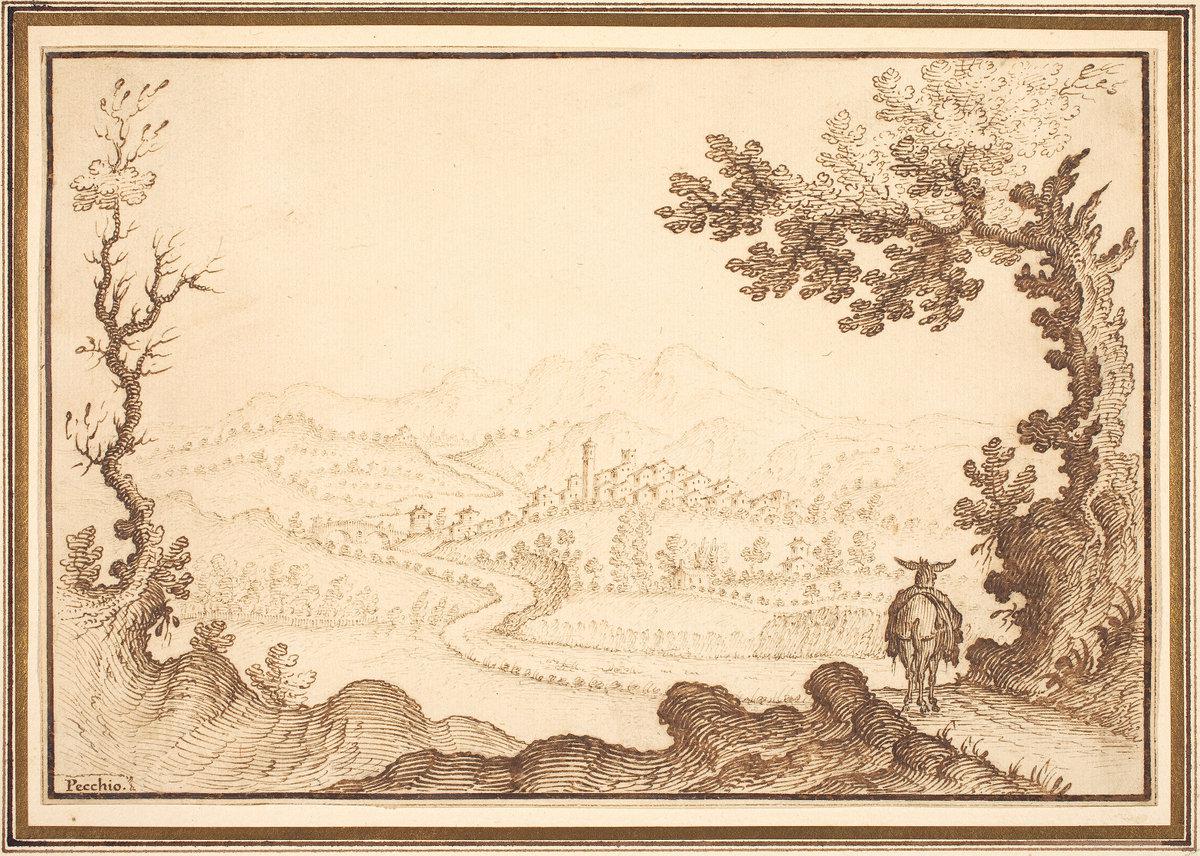 Remigio Cantagallina:A Landscape Near Pecchio,16x12"(A3) Poster