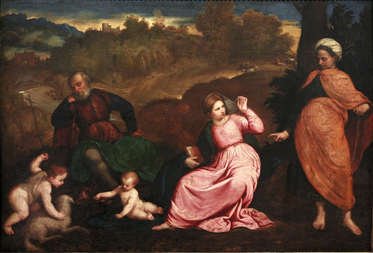 Rest during the Flight to Egypt, vintage artwork by Paris Bordone, A3 (16x12") Poster Print