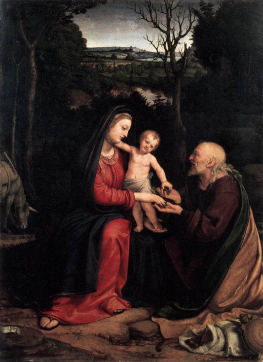 Rest on the Flight to Egypt, vintage artwork by Andrea Solario, A3 (16x12") Poster Print