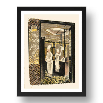 restaurant and bar grill by Eric Ravilious, 17x13" Frame