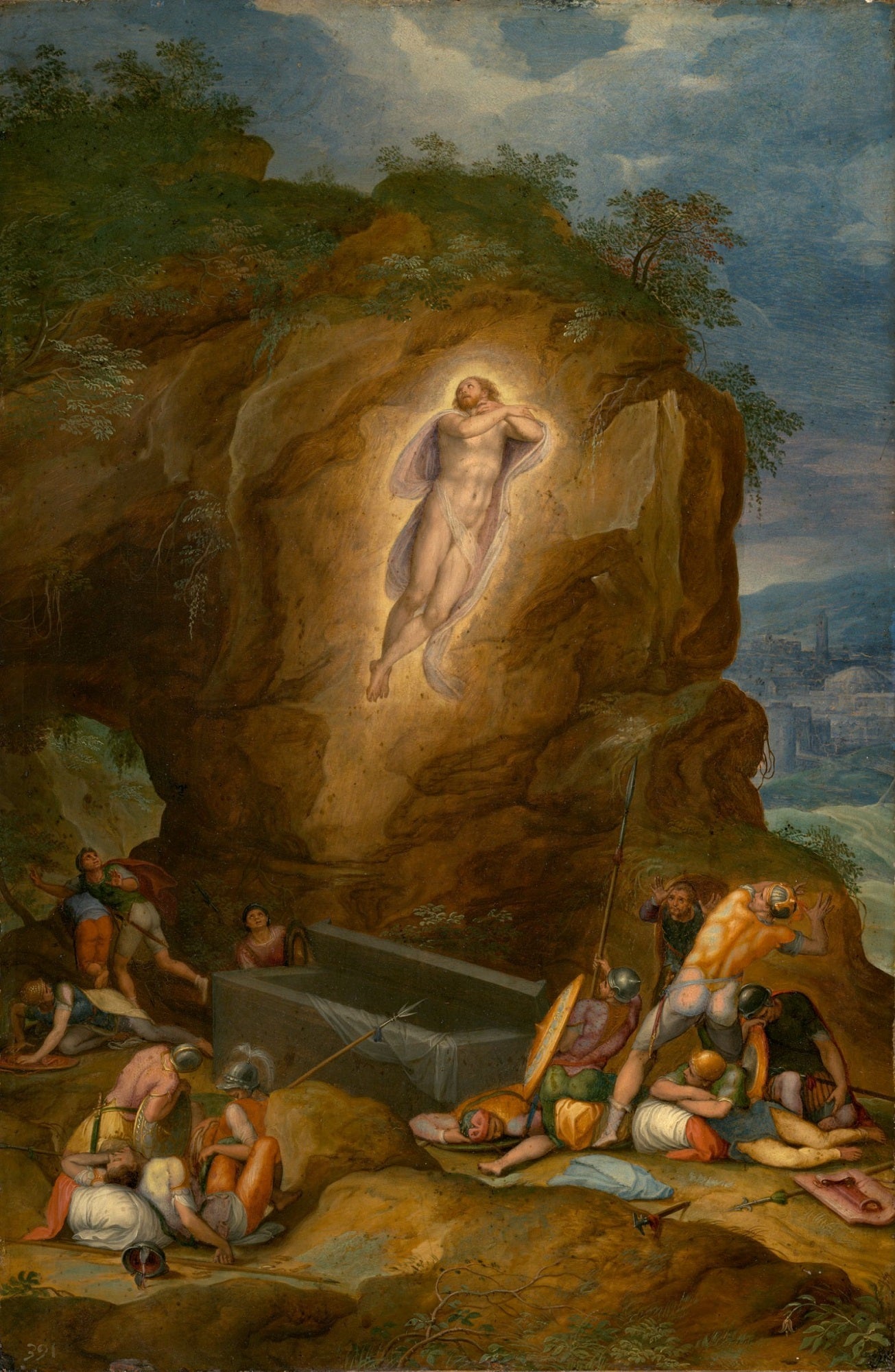 Resurrection of Christ, after studies by  Michelangelo, vintage artwork by Attributed to Marcello Venusti, A3 (16x12") Poster Print
