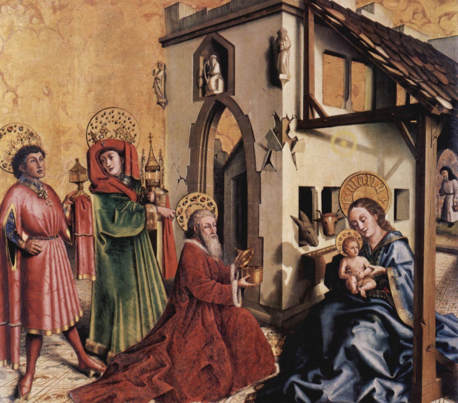 Retable of Saint Peter: Adoration of the Magi, vintage artwork by Konrad Witz, A3 (16x12") Poster Print