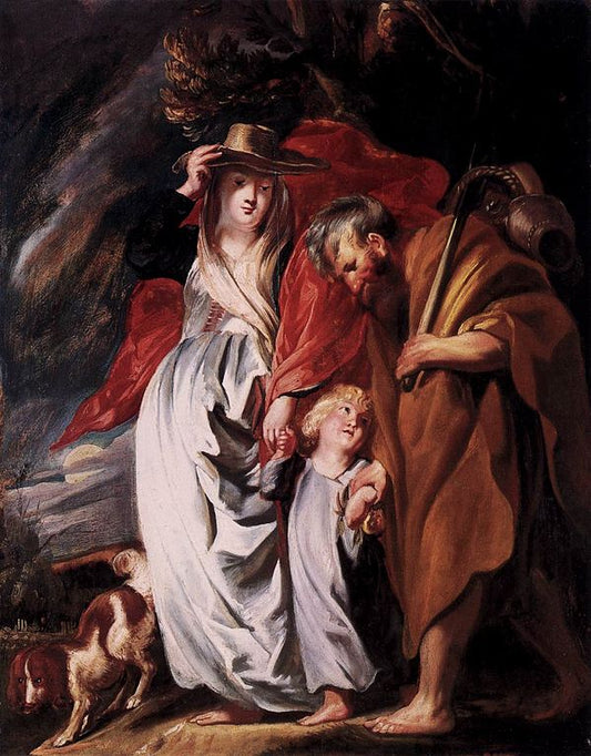 Return of the Holy Family from Egypt, vintage artwork by Jacob Jordaens, 12x8" (A4) Poster