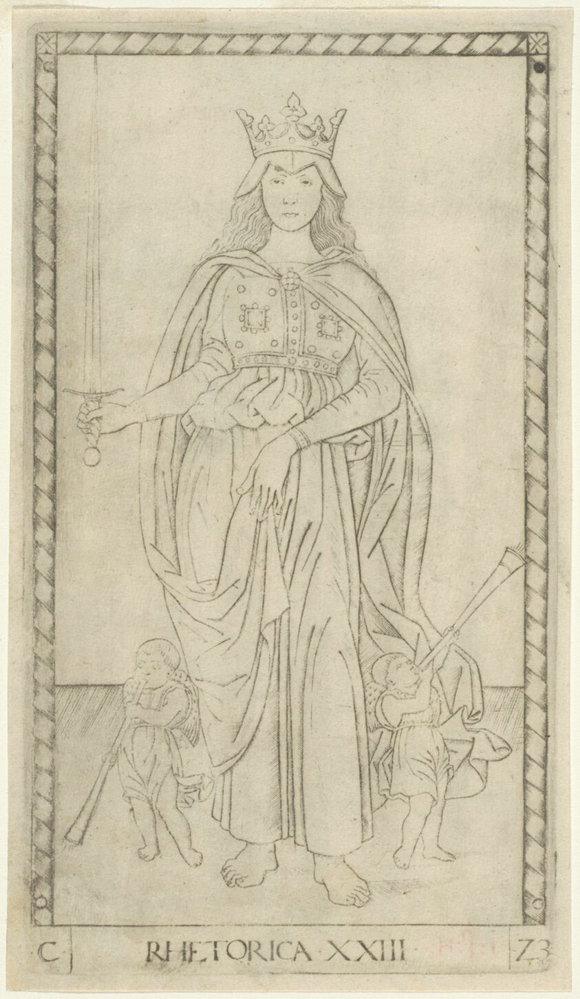 Rhetoric, plate 23 from Arts and Sciences by  Master of the E-Series Tarocchi, 23x16"( A2 size) Poster Print