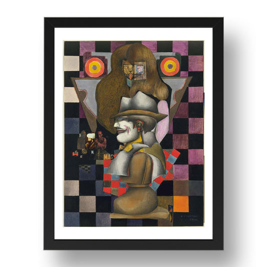 Richard Lindner: Checkmate, modernist artwork, A3 Size Reproduction Poster Print in 17x13" Black Frame