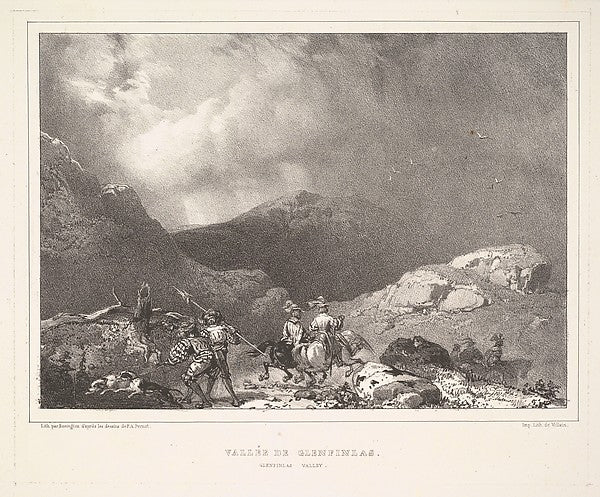 Richard Parkes Bonington , After François-Alexandre Pernot:Vallée de Glenfinlas 1826, vintage artwork, 16x12"(A3) Poster Print