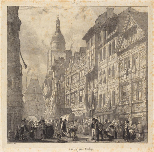 Richard Parkes Bonington:Rue du gros-horloge, Rouen,16x12"(A3) Poster
