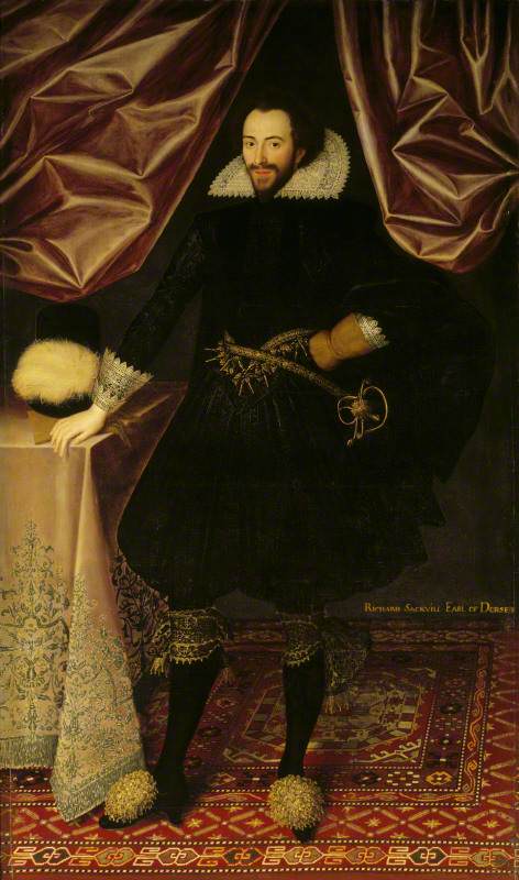 Richard Sackville, 3rd Earl of Dorset, vintage artwork by Attributed to William Larkin, 12x8" (A4) Poster