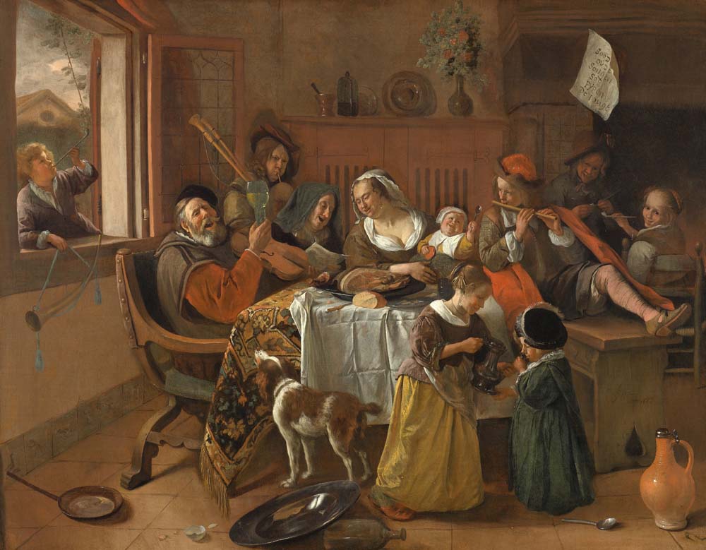 the merry family by J.H. Steen, 1668, 12x8" (A4) Poster