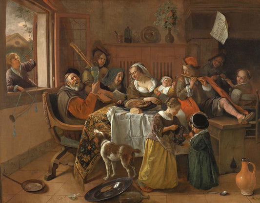 the merry family by J.H. Steen, 1668, 12x8" (A4) Poster