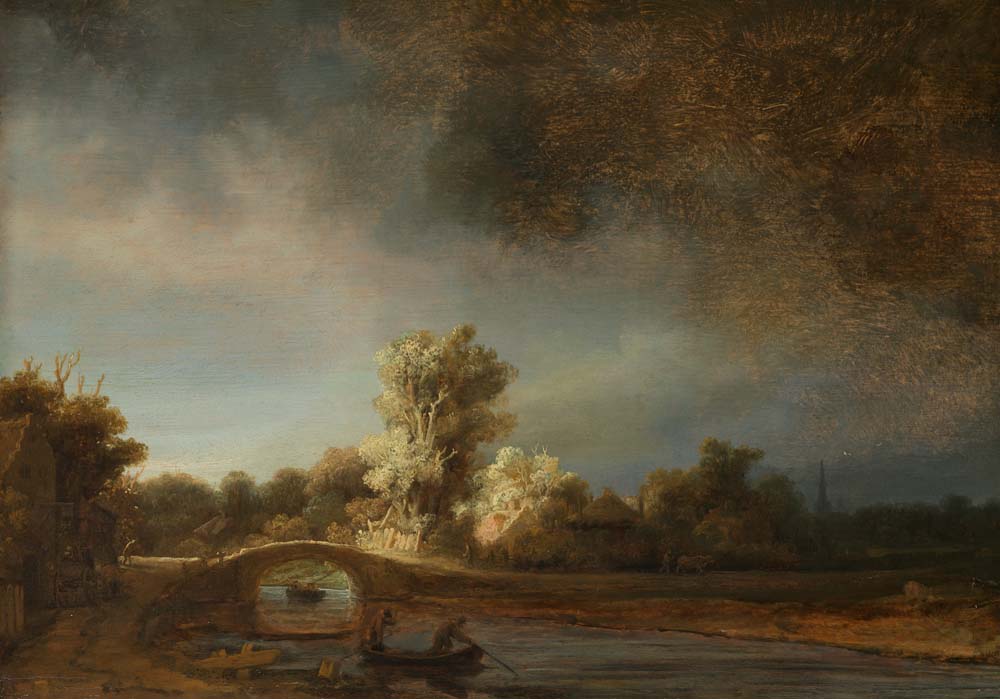 the stone bridge by R.Harmensz van Rijn, 12x8" (A4) Poster