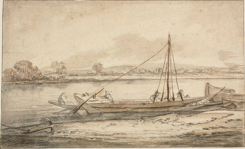 River Scene by  Attributed to Abraham de Verwer (Dutch, died 1650),23x16"( A2 size ) Poster Print