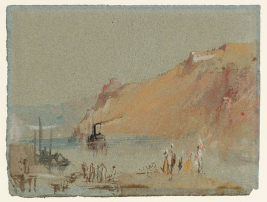 River Scene with Steamboat by J. M. W. Turner, vintage art, modern poster print