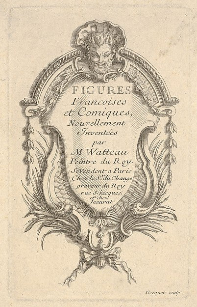 Robert Hecquet:Frontispiece for 'Figures French and comic' , vintage artwork, 16x12"(A3) Poster Print