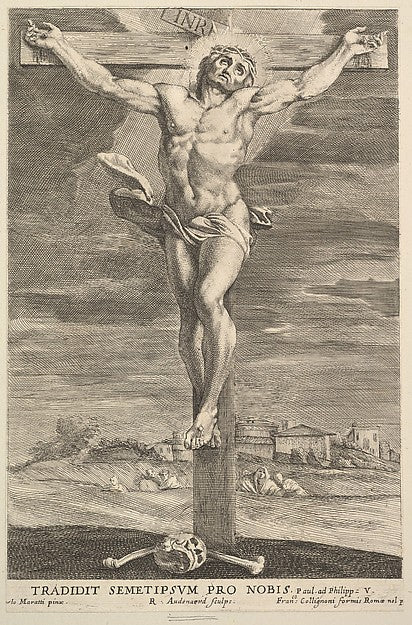 Robert van Audenaerde ,After Carlo Maratti:Crucifixion 1670–90, vintage artwork, 16x12"(A3) Poster Print
