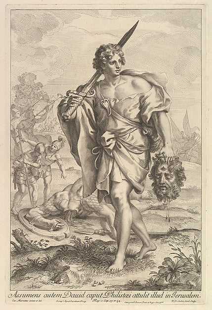 Robert van Audenaerde ,After Carlo Maratti:David with the Head of Goliath , vintage artwork, 16x12"(A3) Poster Print
