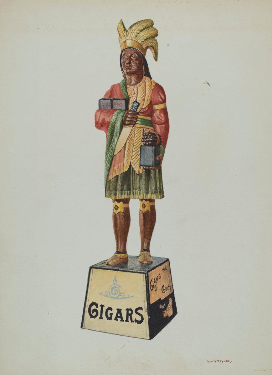 Robert W.R. Taylor:Wooden Indian,16x12"(A3) Poster