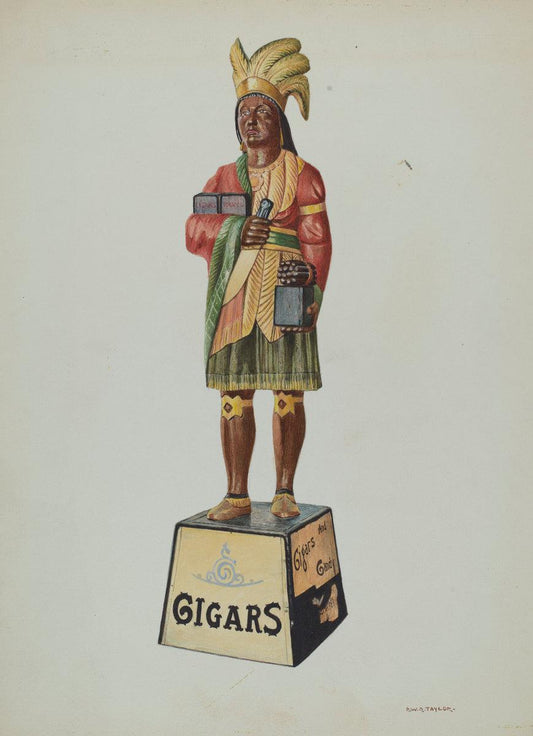 Robert W.R. Taylor:Wooden Indian,16x12"(A3) Poster