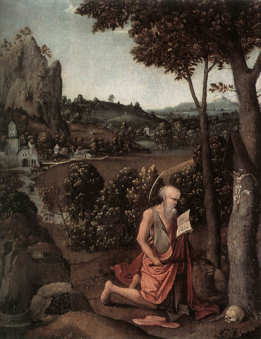 Rocky Landscape with Saint Jerome, vintage artwork by Joachim Patinir, A3 (16x12") Poster Print