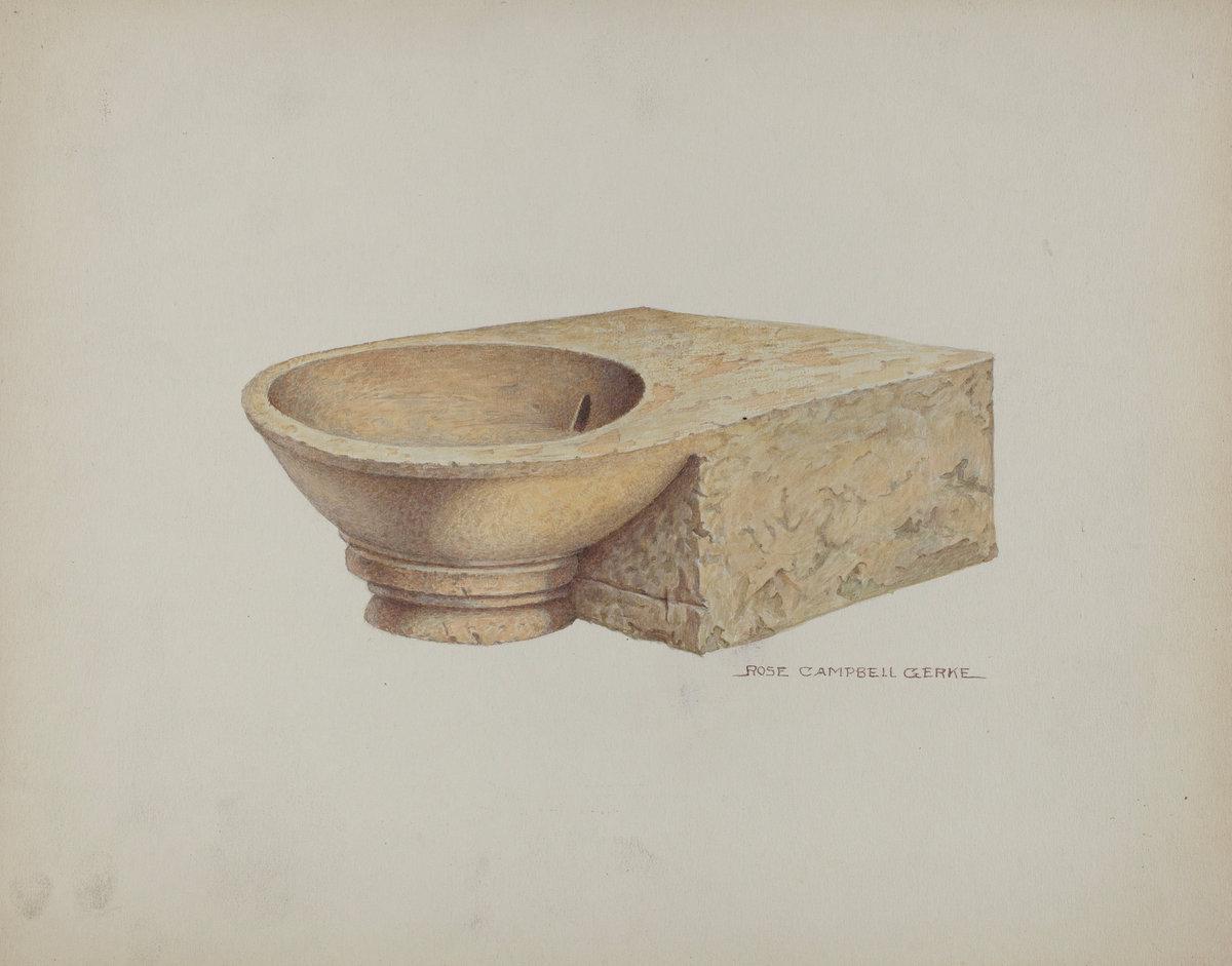 Rose Campbell-Gerke:Carved Stone was Basin,16x12"(A3) Poster
