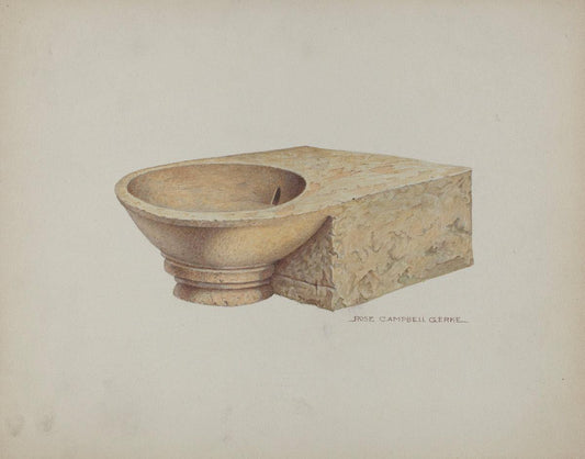 Rose Campbell-Gerke:Carved Stone was Basin,16x12"(A3) Poster