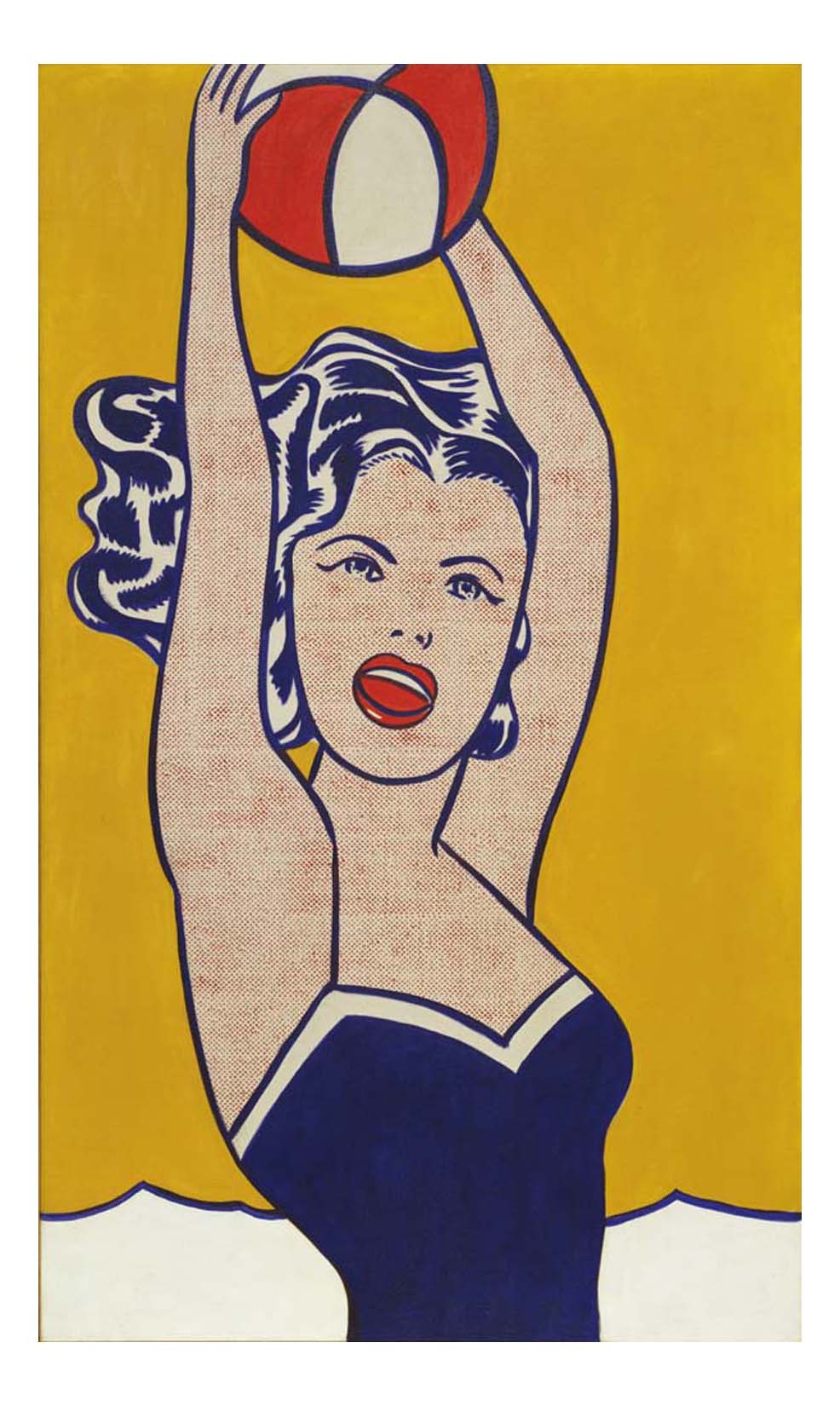 Roy Lichtenstein - Girl with Ball, 16x12" (A3) Poster Print