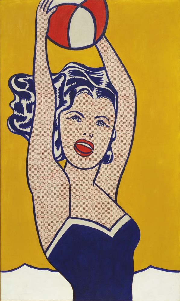 Roy Lichtenstein - Girl with Ball, vintage art, modern poster print