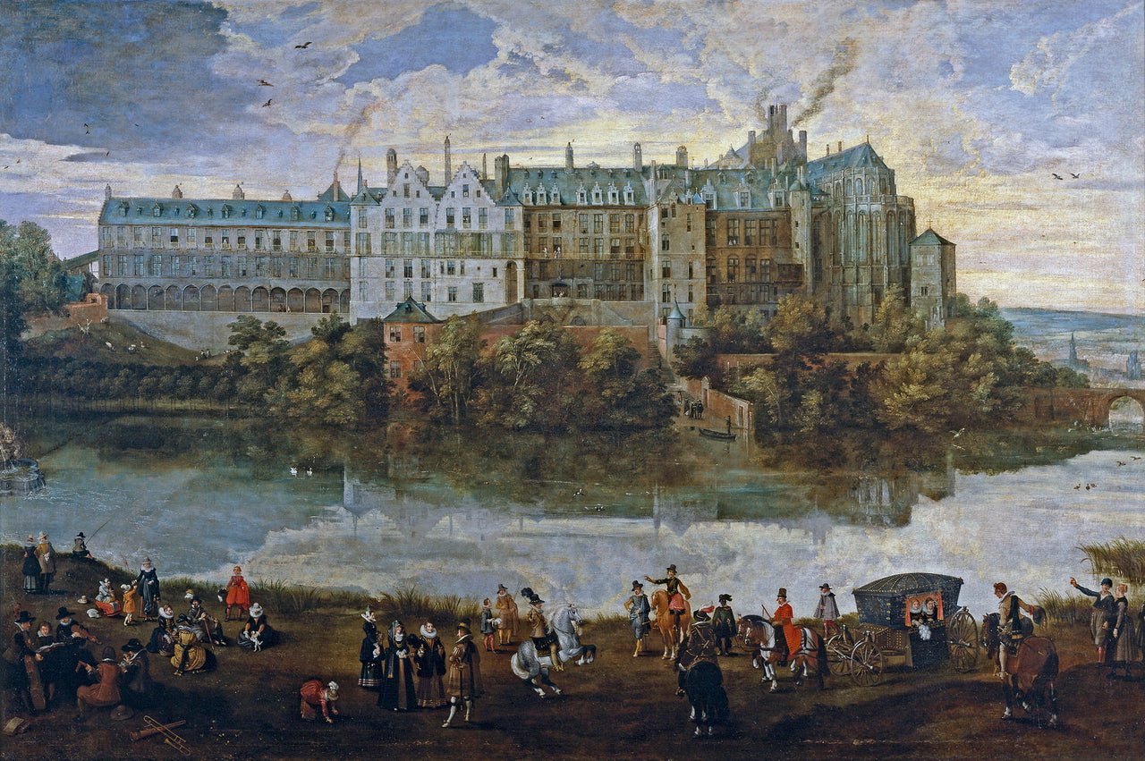 Royal Palace in Brussels, vintage artwork by Sebastian Vrancx, 12x8" (A4) Poster