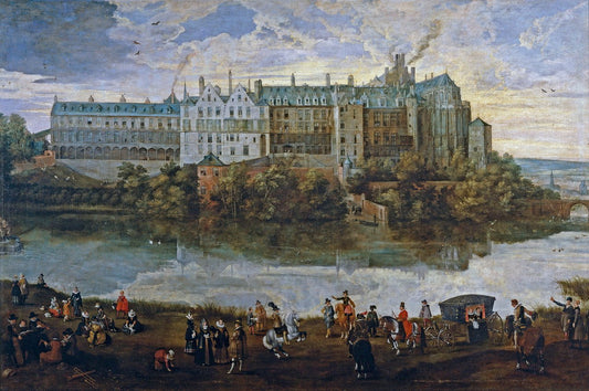Royal Palace in Brussels, vintage artwork by Sebastian Vrancx, 12x8" (A4) Poster