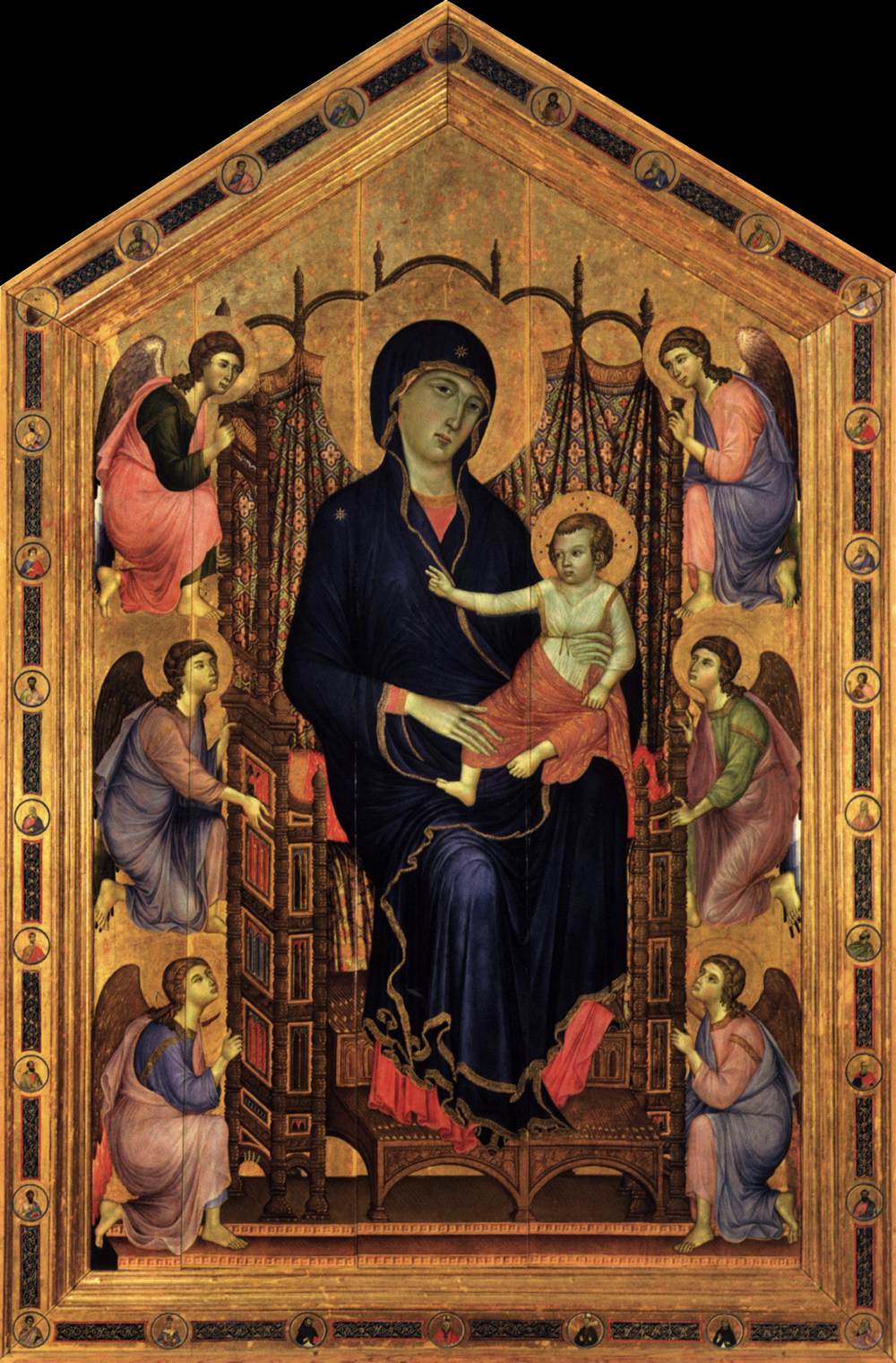 Rucellai Madonna, vintage artwork by Duccio di Buoninsegna, 12x8" (A4) Poster