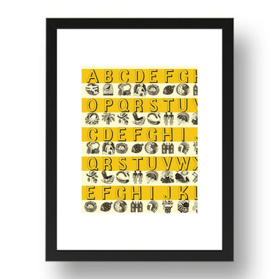 Yellow Design for Wedgwood Alphabet Mug 1937 by Eric Ravilious, 17x13" Frame