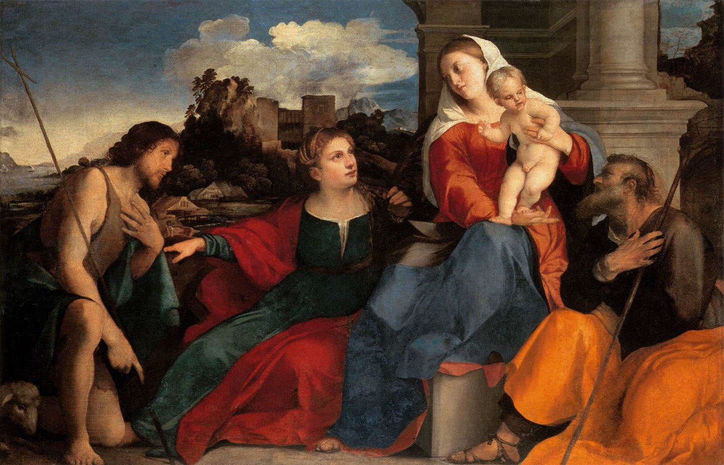 Sacred Conversation, vintage artwork by Palma il Vecchio, A3 (16x12") Poster Print