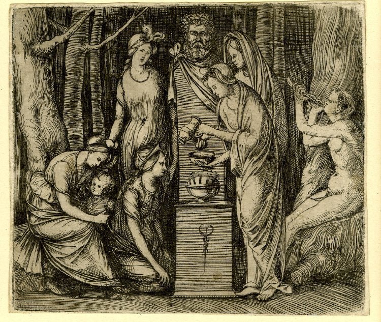 Sacrifice to Priapus, vintage artwork by Jacopo de' Barbari, A3 (16x12") Poster Print