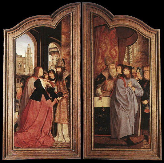 Saint Anne Altarpiece (wings closed), vintage artwork by Quentin Massys, A3 (16x12") Poster Print