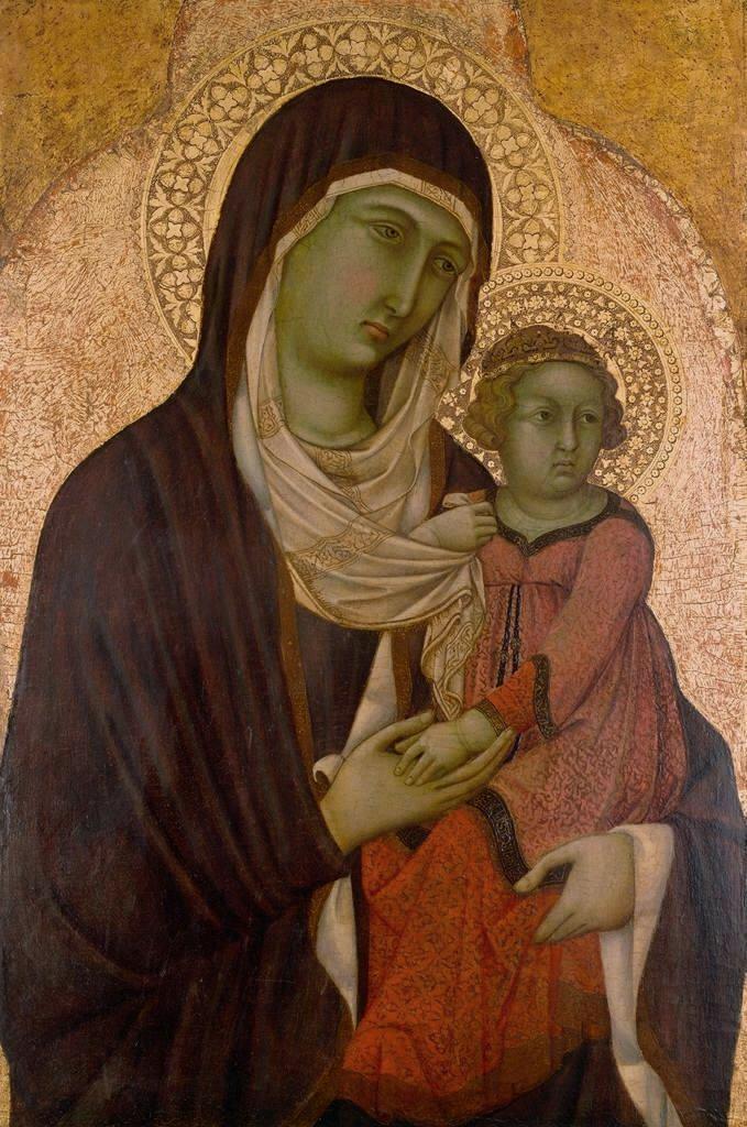 Saint Anne and the Infant Virgin, vintage artwork by Ugolino di Nerio, 12x8" (A4) Poster