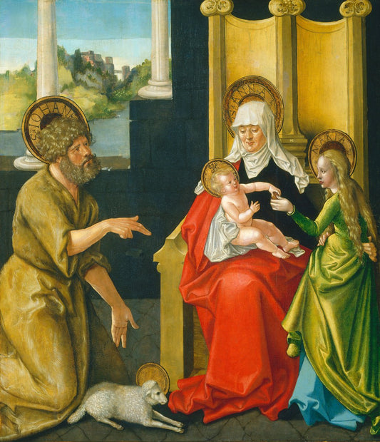 Saint Anne with the Christ Child, the Virgin and Saint John the Baptist, vintage artwork by Hans Baldung, A3 (16x12") Poster Print