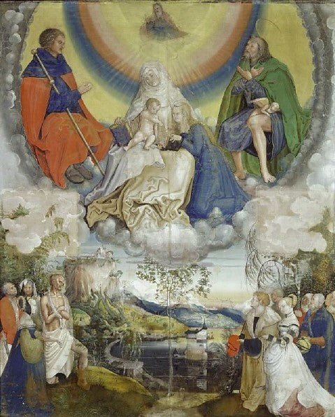 Saint Anne with the Virgin and Child, Saint James the Great and Saint Roch, vintage artwork by Niklaus Manuel, A3 (16x12") Poster Print