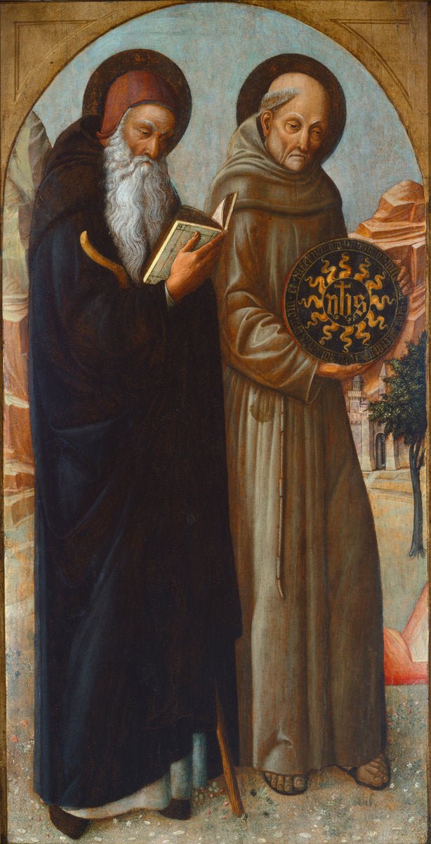 Saint Anthony Abbot and Saint Bernardino of Siena, vintage artwork by Jacopo Bellini, A3 (16x12") Poster Print