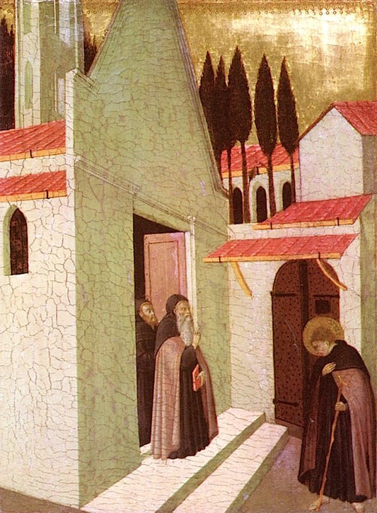 Saint Anthony Leaving His Monastery, vintage artwork by Sassetta, A3 (16x12") Poster Print