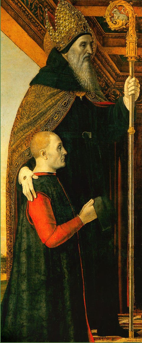 Saint Augustine and a Kneeling Donor, vintage artwork by Bergognone, A3 (16x12") Poster Print