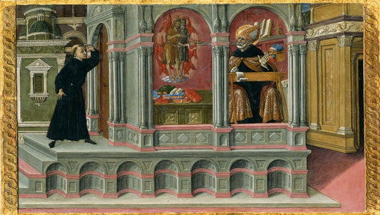 Saint Augustine's Vision of Saints Jerome and John the Baptist, vintage artwork by Matteo di Giovanni, A3 (16x12") Poster Print