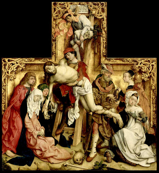 Saint Bartholomew Altarpiece:  The Descent from the Cross, vintage artwork by Master of the Saint Bartholomew Altarpiece, A3 (16x12") Poster Print